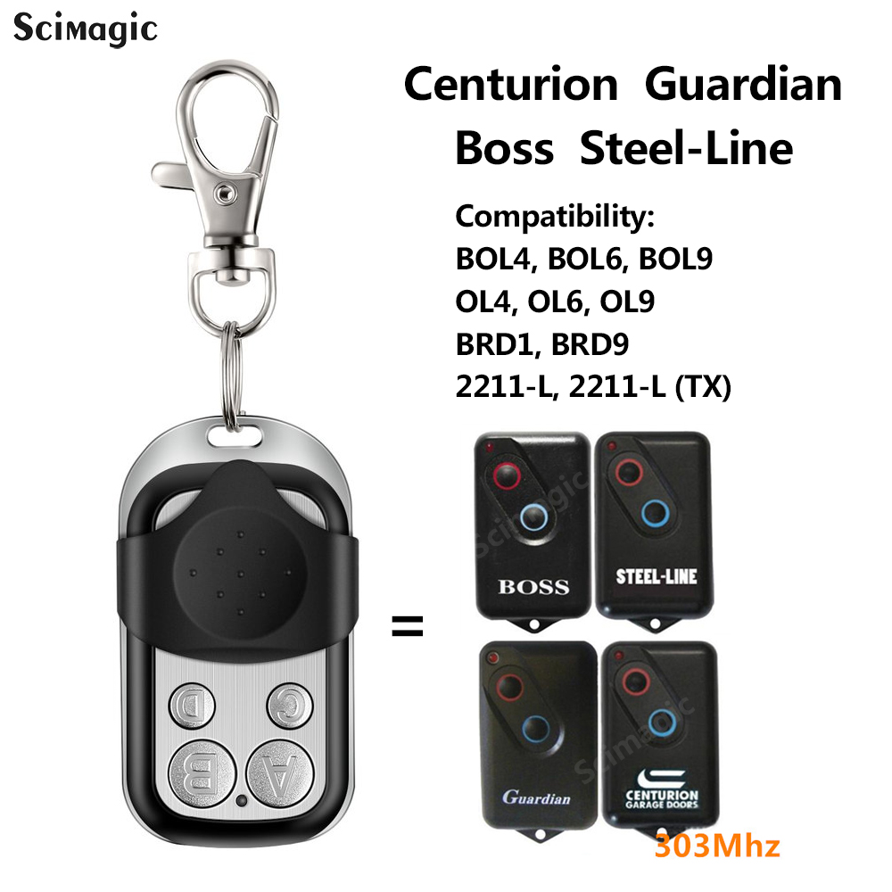 Guardian Centurion Boss Steel-Line Garage Remote Opener BOL4 BOL6 BOL9 OL4 OL6 OL9 BRD1 BRD9 2211-L 2211-L (TX) 303MHz