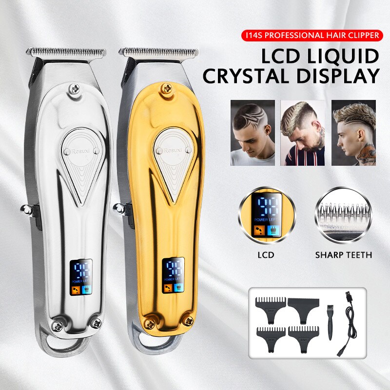 1 st bärbar metall elektrisk hårklippare t-formad extern trådlös trimmer vattentät trådlös uppladdningsbar