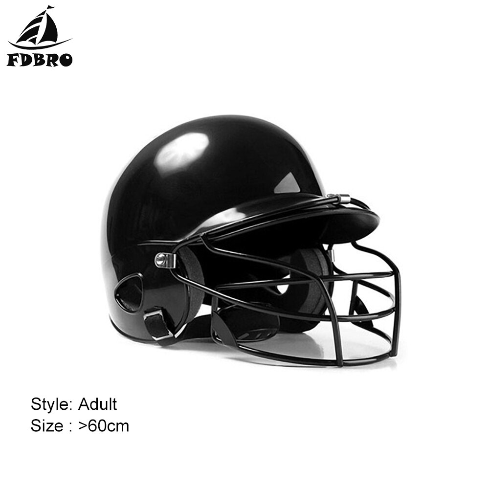 Fdbro skjold hodebeskytter ansikt baseball hjelmer truffet binaural baseball hjelm bruk maske myk ball Fitness kropp treningsutstyr: Svartadult