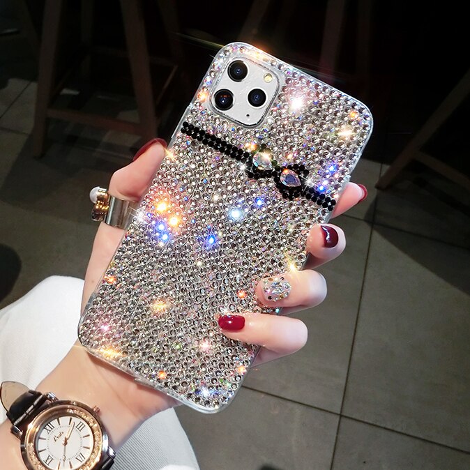 Apple 12ProMax rhinestone mobile phone case luxury ladies with diamond high-end iphone11 protective cover tide cases: 12 / MULTI