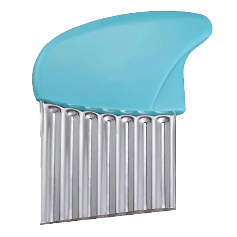 Cortador de patatas fritas de acero inoxidable, masa, frutas y verduras, cuchillo de cocina ondulado, cortador, picador, herramientas para hacer patatas fritas, Gadget: Gris