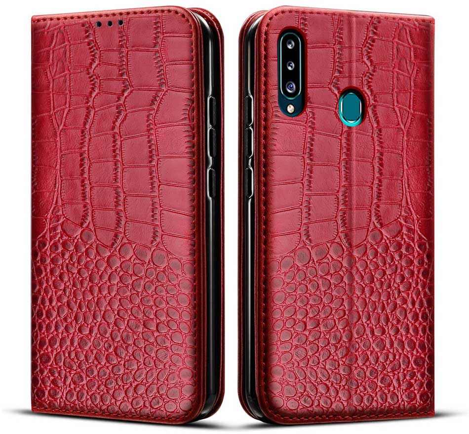 Per Huawei copertura della Cassa Y6p 6.3 ''retro cassa del cuoio di vibrazione Per Huawei Cassa del telefono Y6p Sottile Fundas Y 6p libro del raccoglitore + supporto di carta: Style 1 Red