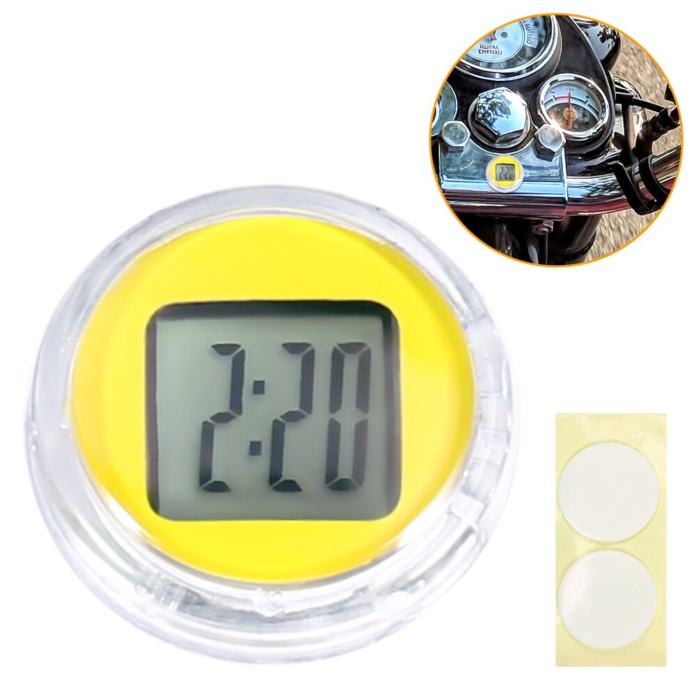 Reloj con forma de motocicleta a prueba de agua, reloj adhesivo compacto resistente al agua, reloj con montura para motocicleta, reloj Digital para Moto con cronómetro: YELLOW