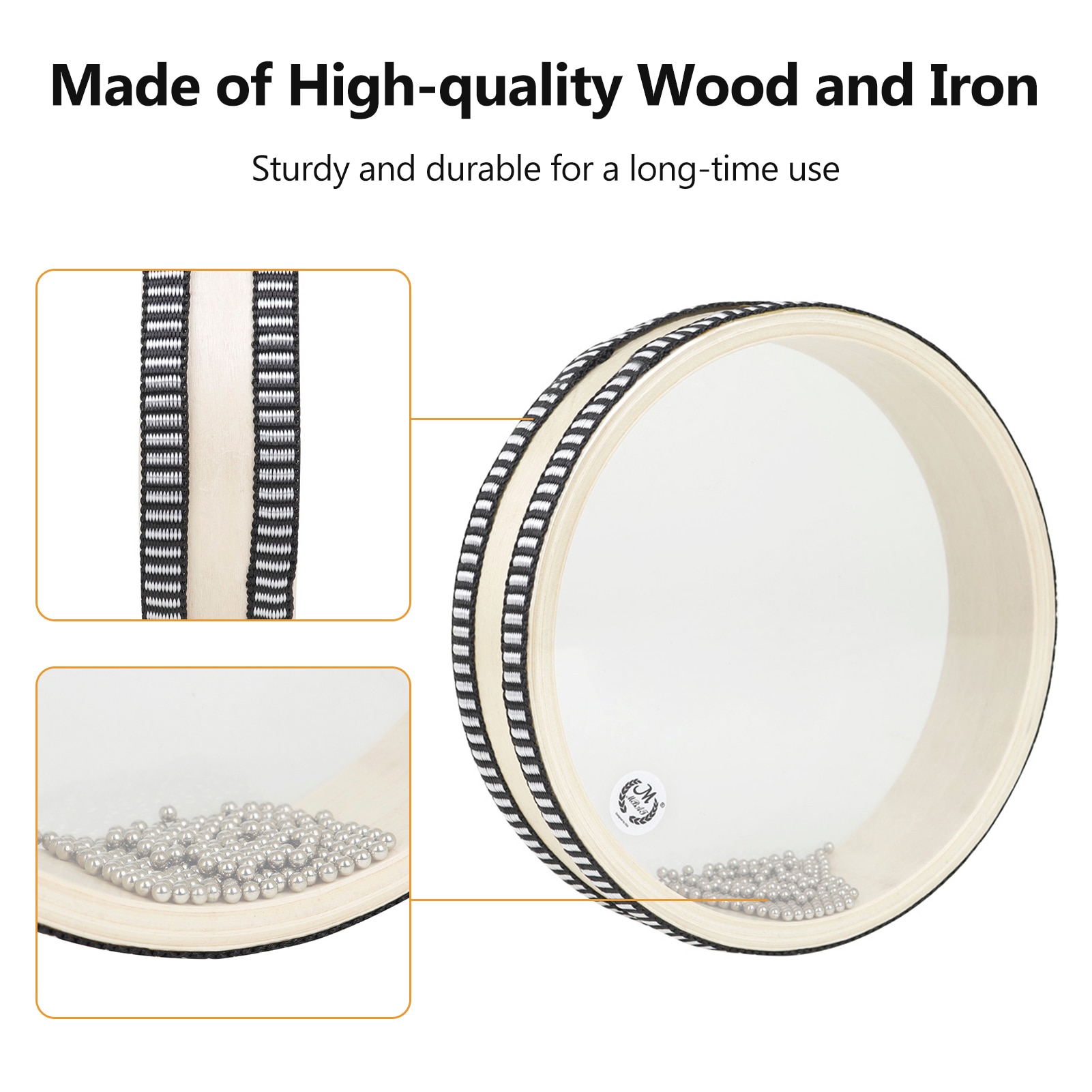 6-inch Transparent Wave Drum Natural Color Ocean Drum Early Educational Percussion Instrument for Children Boys Girls