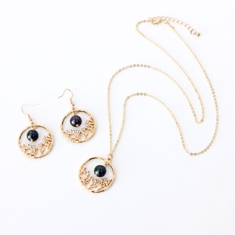 Say Hello Polynesian Hawaiian Samoa Marshall Glass Bead Pearl Mauna Kea Tribal Hollow Tree Necklace Earrings Jewelry Set GJZ382