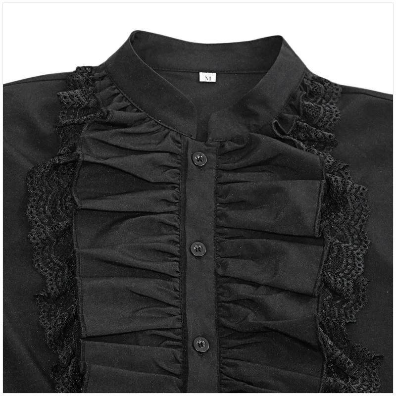 Herren Piratenhemd Vampir Renaissance Viktorianisch Steampunk gotisch Rüschen Mittelalter Halloween Cosplay Kostüm Kleidung Hemd Spitzen
