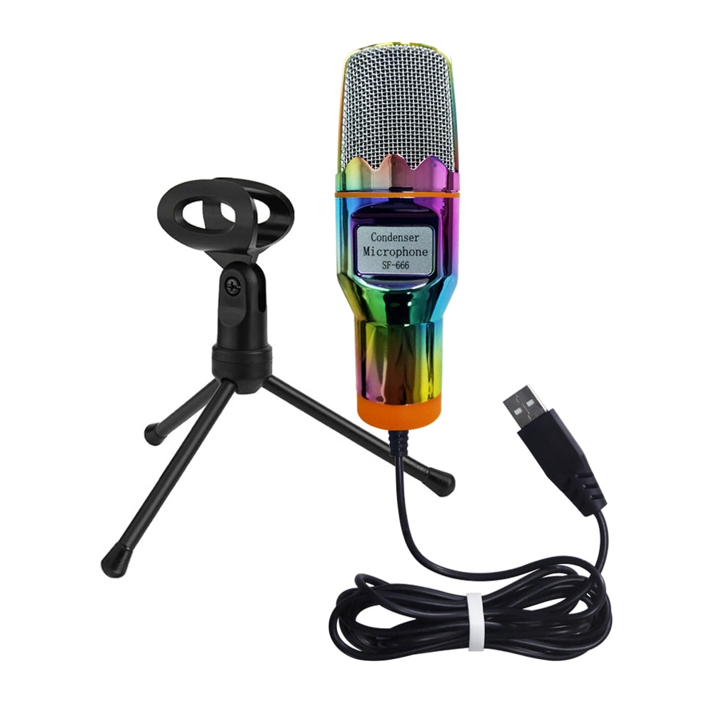 Microphone à condensateur USB avec trépied de bureau, Microphone d&#39;ordinateur, diffusion en direct, pour chat sur ICQ MSN, Skype, enregistrement en direct,