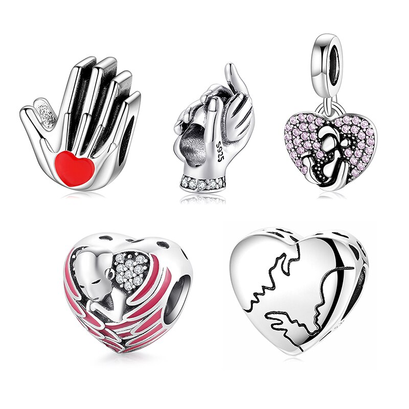 2021 bebê redondo pegada 925 prata esterlina coração contas caber encantos originais pulseiras fazendo