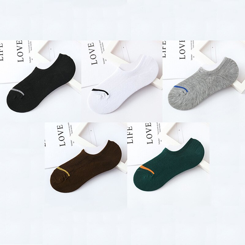 Calcetines náuticos Unisex para hombre y mujer, calcetín Invisible antideslizante de silicona, corte bajo, para primavera, verano y otoño, 5 pares, Size35-42