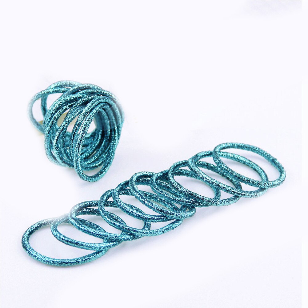 10Pc Glitter Shining Kids Chouchou Kleurrijke Elastische Haarbanden Zoete Leuke Paardenstaart Houder Voor Meisjes Accessoires Haar Ringen: Blauw
