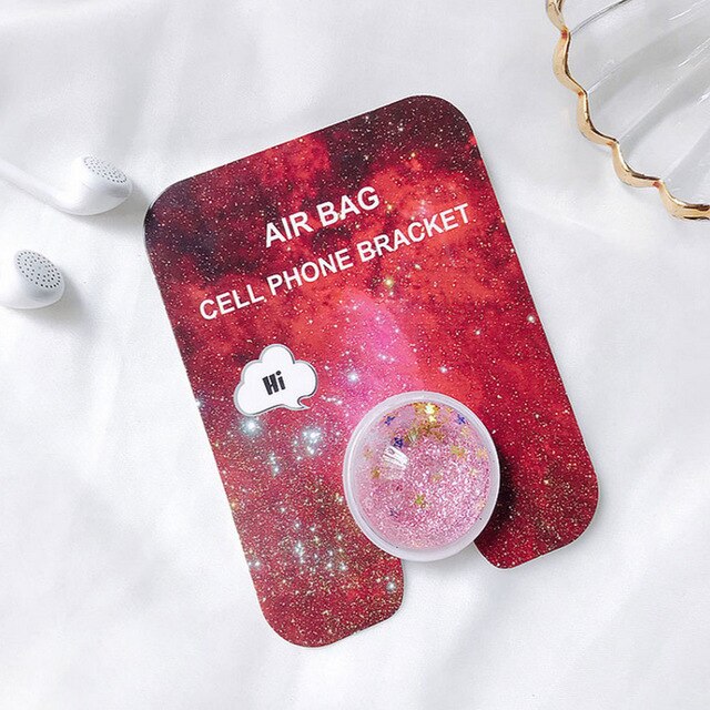 Phone Holder Starry Sky Sands Ring Expanding Stand Finger Grip Bracket Base Finger Top Support Mobile Phone Bracket Clip Mount: Pink