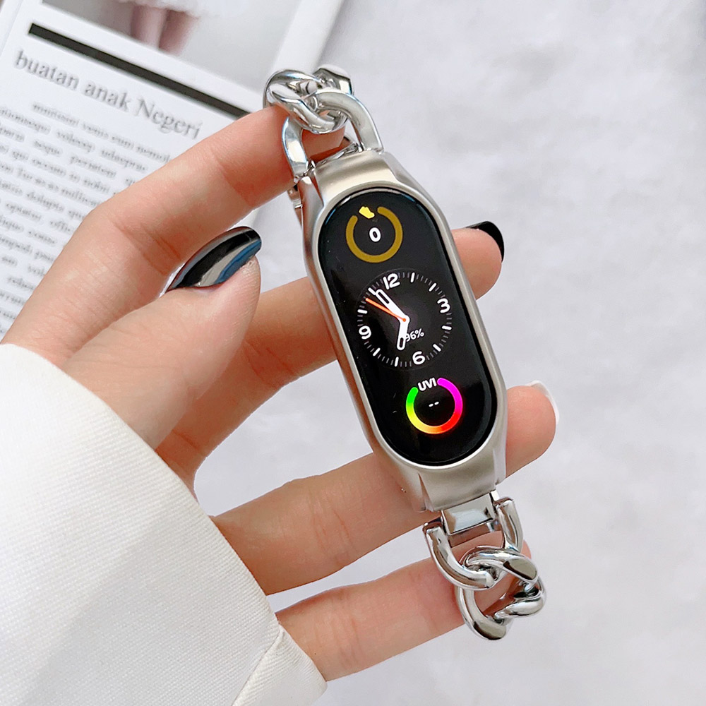 Roségoldenes Armbinde für Mi Band 7, Bänder, Zubehör, Armbinde für Xiaomi Mi Band 6, 5, 4, 3, Ersatzarmband aus Metalllegierung, Herren und Damen: L / Schwarz Grün