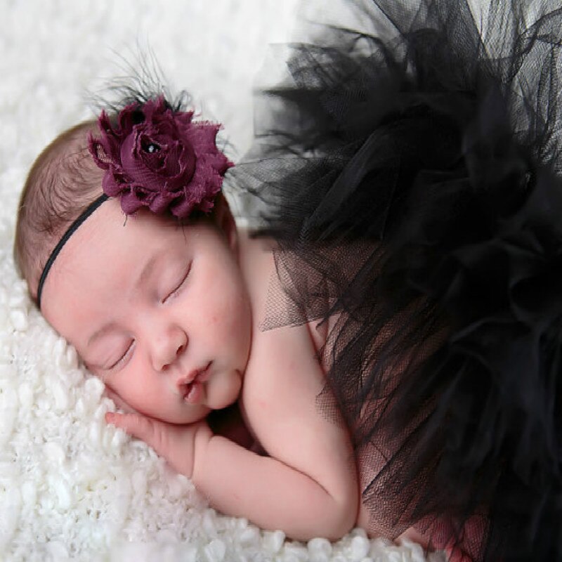 18 Colors Newborn Skirt +Headband Set Photography Props Infant Costume Outfit Princess Baby Tutu Skirt Photography Props Outfit: P