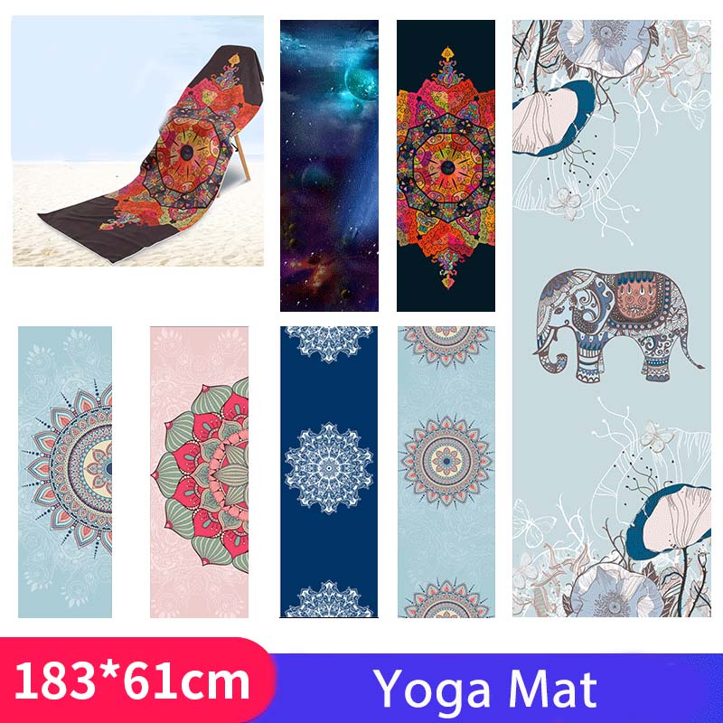 Yoga Mat Handdoek 185*61Cm Gedrukt Yoga Handdoek Antislip Fitness Workout Mat Cover Voor Pilates Gym yoga Dekens