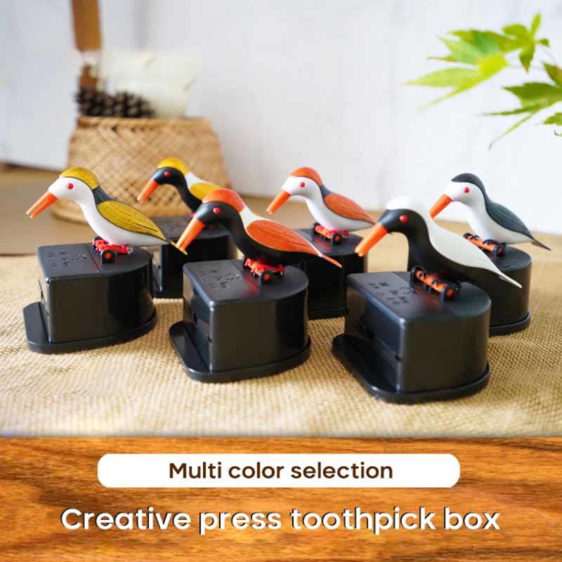 Bird Toothpick Box Plastic Cartoon Automatic Animal Toothpick Dispenser Personality Living Room Kitchen Tooth Sign Barrel Love