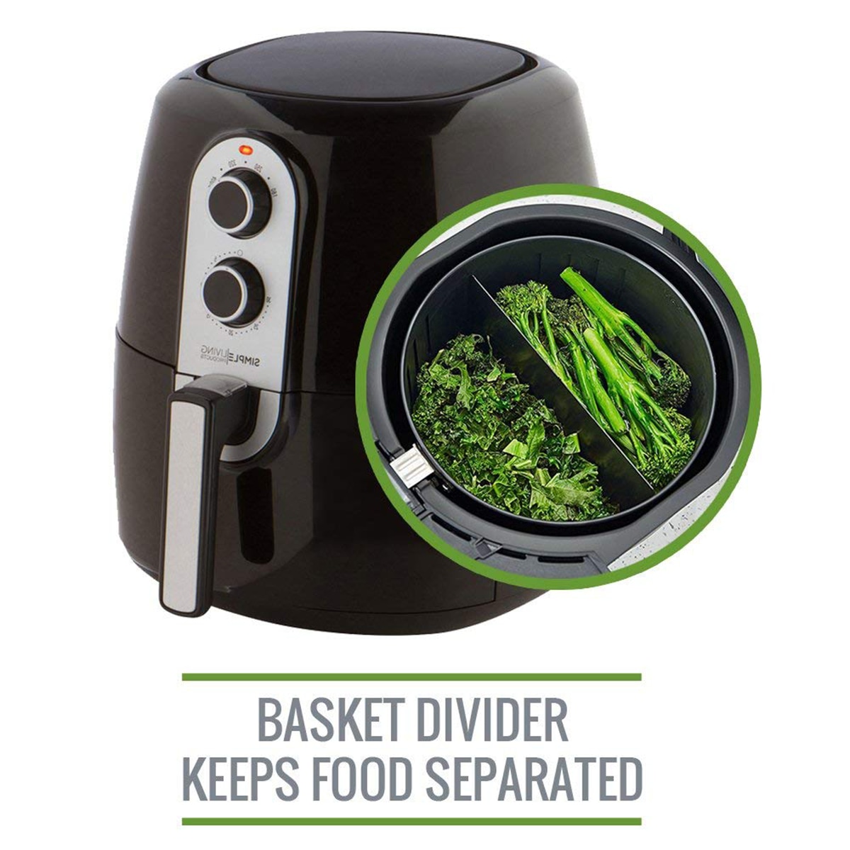 Séparateur de cuisson pour friteuse à Air XL, Compatible avec les paniers de friteuse à Air de 9 pouces. Le séparateur de panier de friteuse à Air garde les aliments séparés