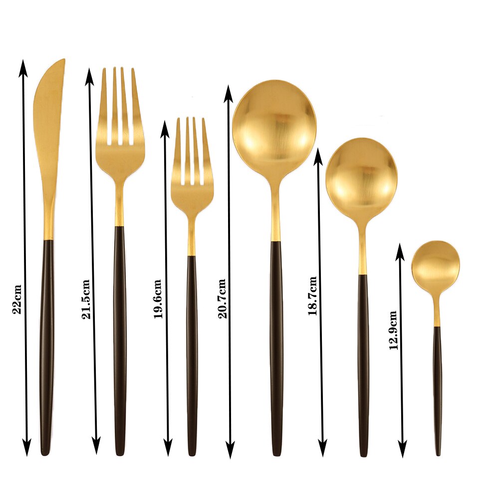 36 pièces or mat couverts ensemble de couverts en acier inoxydable vaisselle Dessert fourchette thé cuillère couteau argenterie cuisine vaisselle