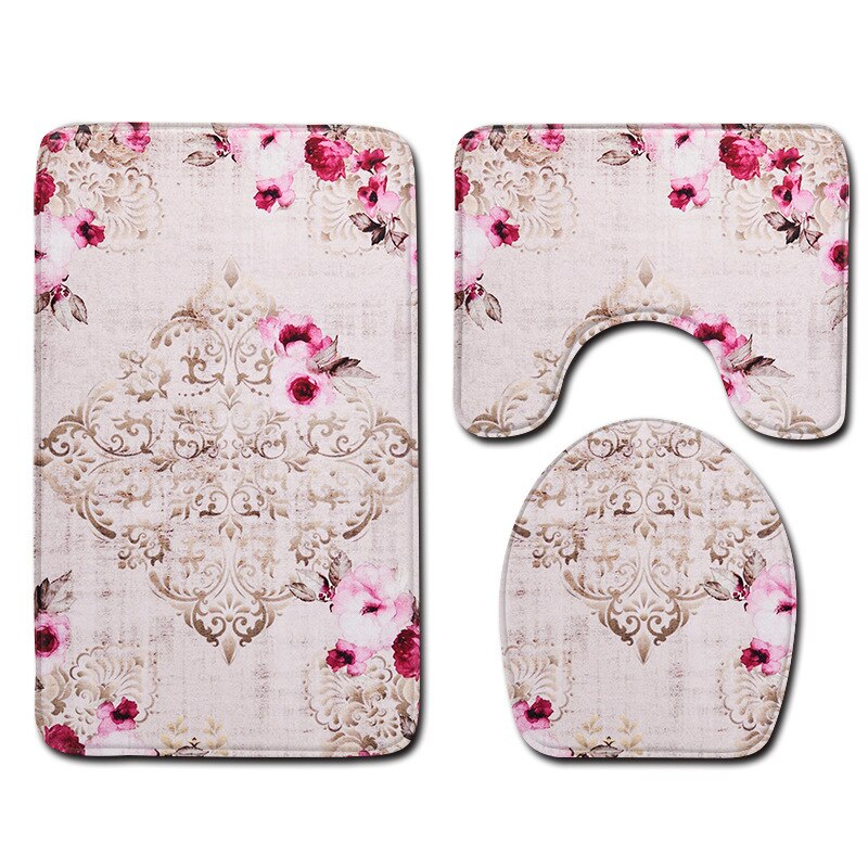 Juego de alfombrillas de baño T Purple Crocus, alfombras de baño antideslizantes, alfombra 3D de absorción de agua para decoración del hogar, 45x75cm, felpudo para inodoro: P27