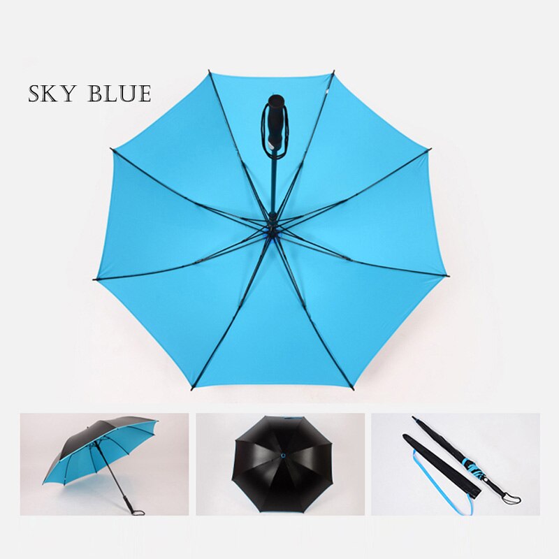 EasyZreal golf umbrella strong windproof Semi automatic long umbrella large Outdoor man and women's Business umbrellas: Sky Blue