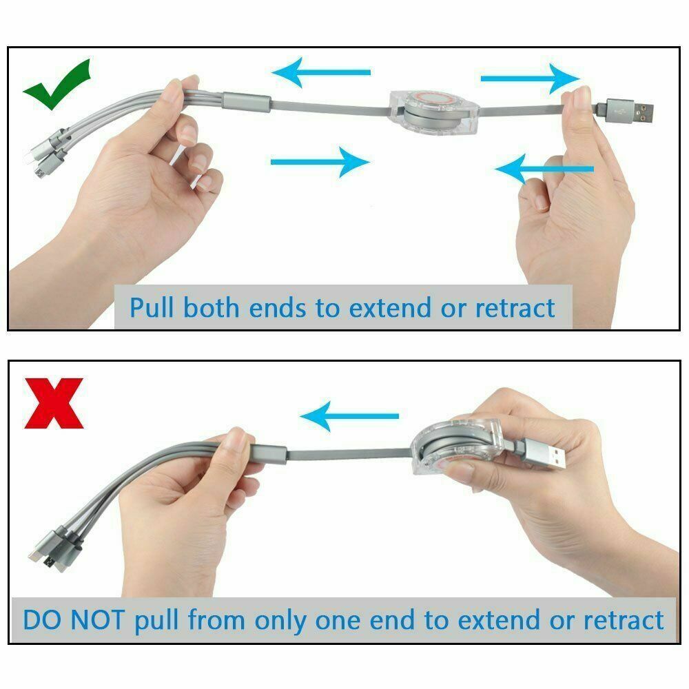 Multi Functionele 3 In 1 Usb Kabel Duurzaam Snelle Oplaadkabel Intrekbare Universele Telefoon Kabel Voor Iphone En Android