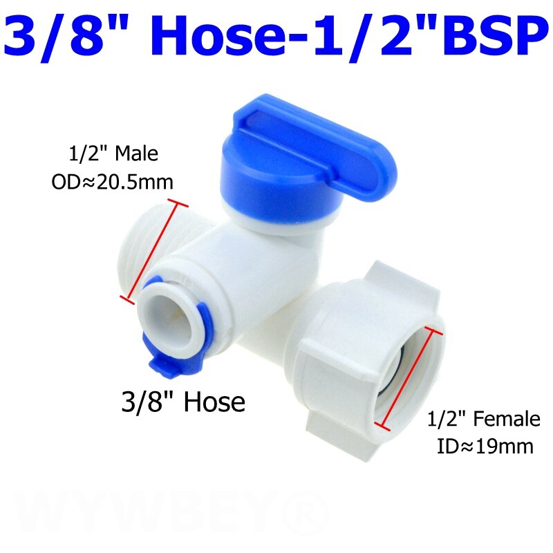 Omgekeerde Osmose Ro Feed Tee Plastic Bal Valve 1/4 3/8 Slang Snelkoppeling 1/2 Mannelijke 3 Weg Kraan Waterzuiveraar tap Connector: Tee 9.52mm