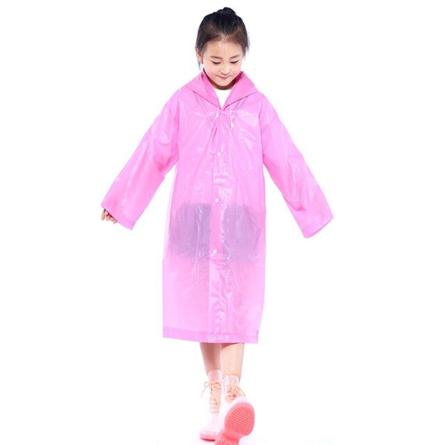 Polychromatic Raincoat Rain Coat Hood Hiking Accessories Adult Raincoat Emergency 2mm Cover Child EVA Outdoor Transparent: Pink