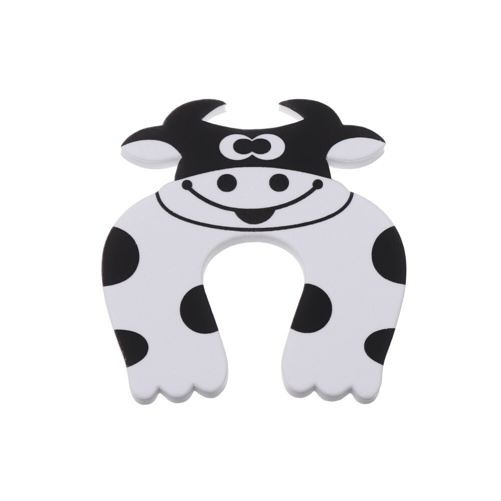 5Pcs/Set Child Safety Protection Baby Safety Cute Animal Security Card Door Stopper Baby Newborn Care Child Lock Protection: White Dairy Cow