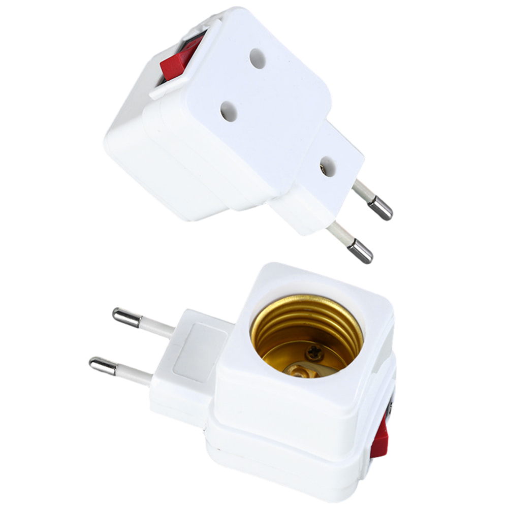 1 Pcs E27 LED Light Lamp Bulbs Socket Base Holder EU Plug Adapter ON/OFF Switch White