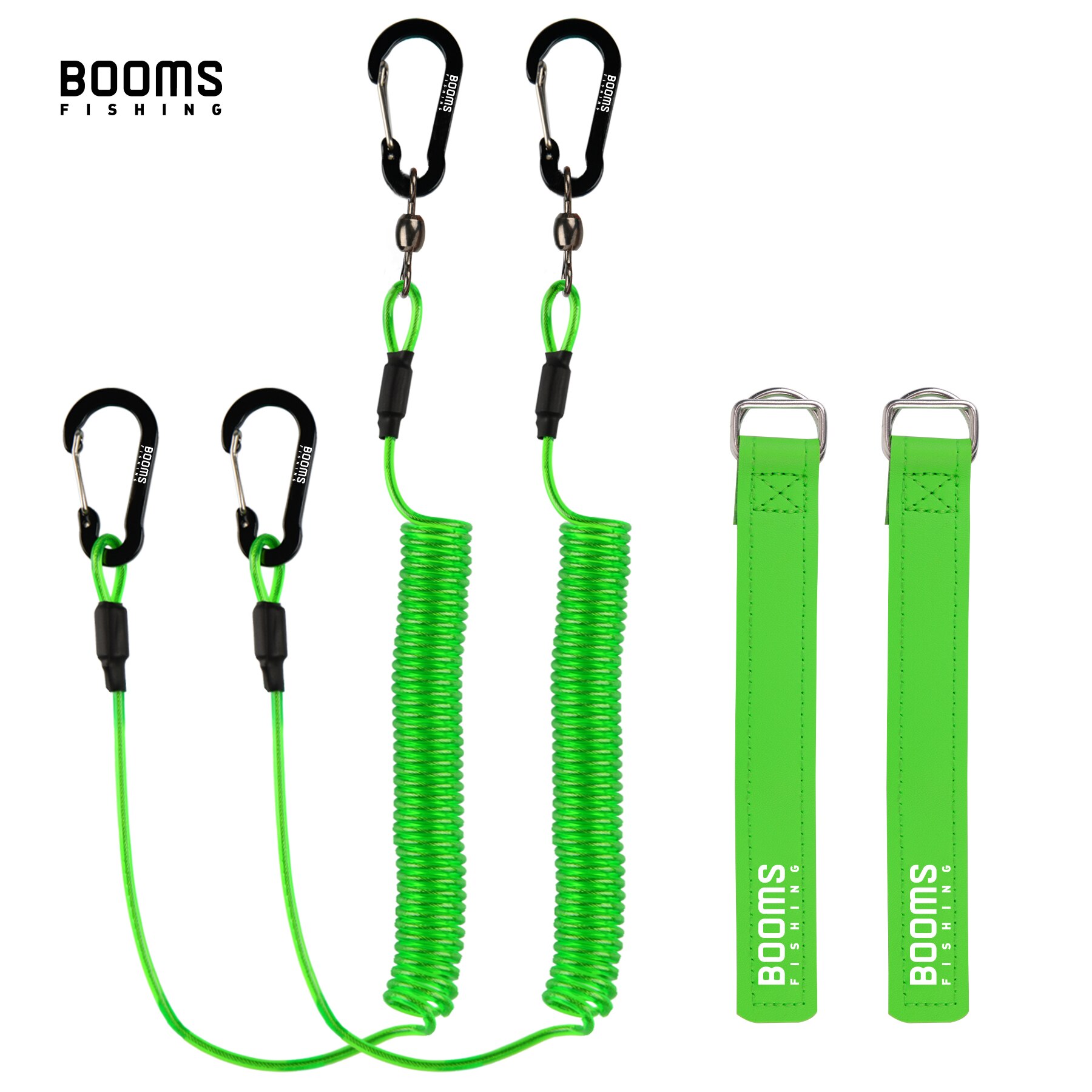 Booms Fishing T02RB1 Fishing Rod Tether Boat Kayak Paddle 2M Heavy Duty Elasticity Lanyard for Fishing Tools Rods Strap 4pcs/Set: black