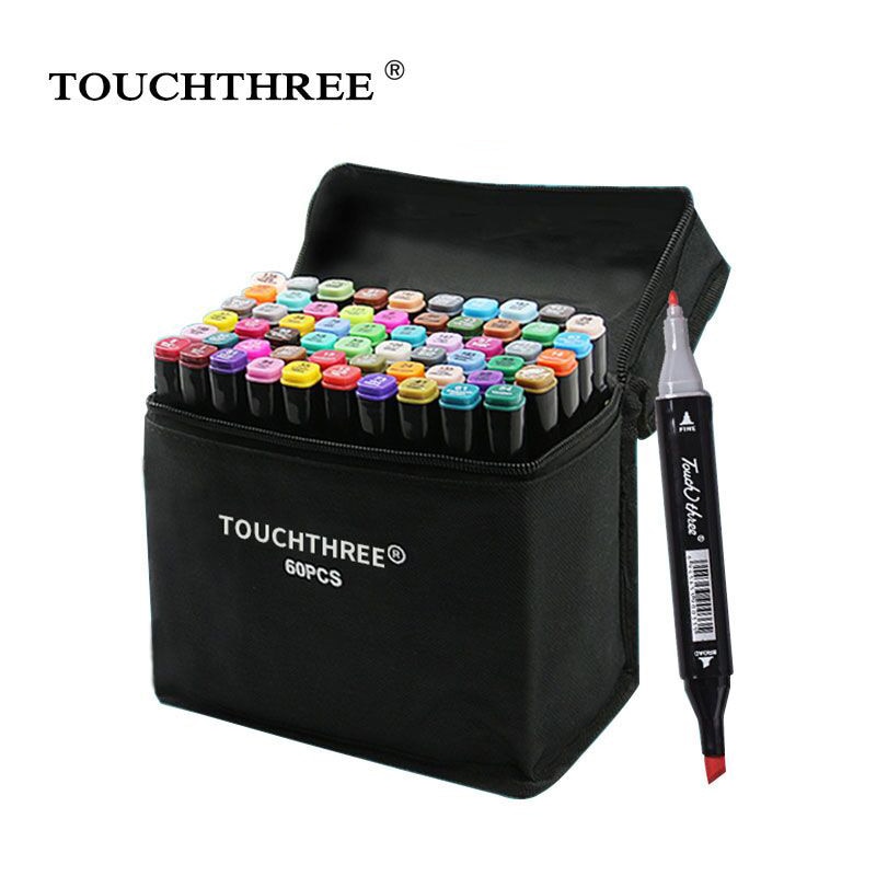 Touchthree 36/48/60/80 Colors Markers Set Manga Drawing Markers Alcohol Based Sketch Felt-Tip Brush Pen Art Supplies