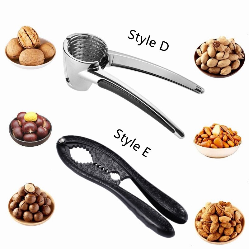 Cascanueces de carcasa de Metal plateado para nueces, Cascanueces de aleación de Zinc multifuncional para nueces, avellanas, macadami