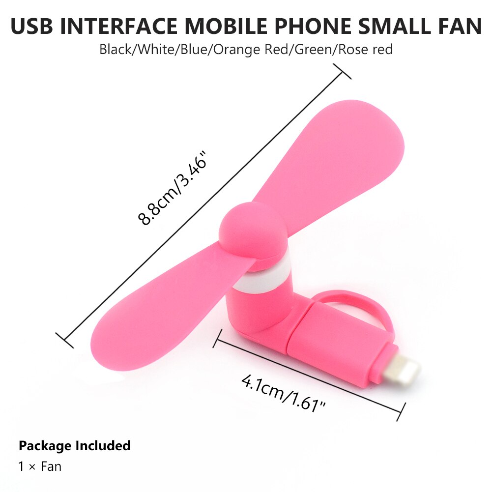 TPE Plastica DC 5V 2-in-1 Ventola Di Raffreddamento USB micro USB Del Telefono mobile Del dispositivo di Raffreddamento del Ventilatore per IPhone Del Telefono Delle Cellule del androide forte Vento A Basso Rumore