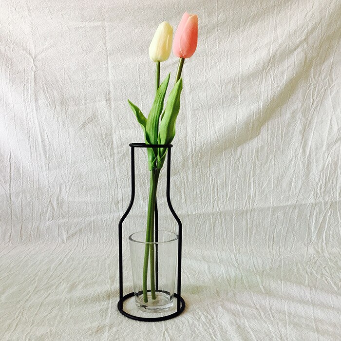 Retro järnlinje bord metall blommor vas solid växthållare moderna nordiska stilar minimalism heminredning järnbord blomvas: K