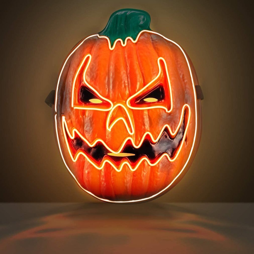 Skrämmande halloween led pumpa mask tänd mask för halloween festival fest mask för män kvinnor och barn