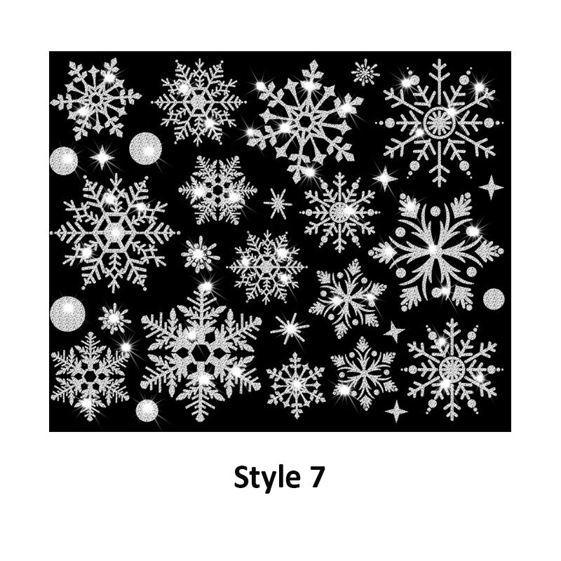 Merry Christmas Gold Garland Stickers Shining Tree Window Sticker Xmas Wall Decals Year Showcase PVC Wall Paper Home Decor: Style  7