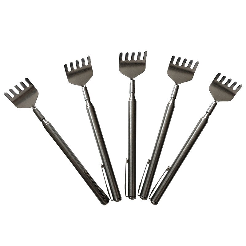 Praktische handige draagbare verstelbare roestvrijstalen penclip rugkrabber telescopische zak krabmassageset