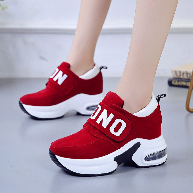 Platform wedge sneakers dam skor sneaker fritidsskor träningsskor kvinnor kvinnliga skor svarta röda sneakers kvinnor tenis feminino