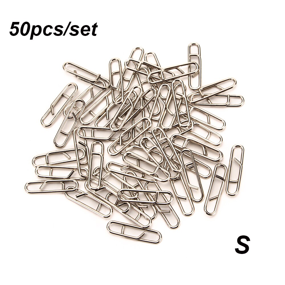 50pcs Powerful Stainless Steel Fast Link Clip Quick Change Lead Clips Fishing Snap Fishing Clip Interlock Tackle fish accessory: S