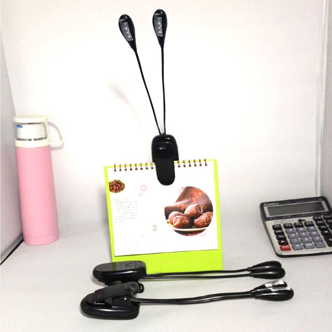 8 LED USB Doppel Pole LED Schreibtisch Lampe Mini Auge-pflege Tisch Lampe Dual Flexible Doppel Goosenecks Clip- auf Arm Studie & Musik Schreibtisch Licht