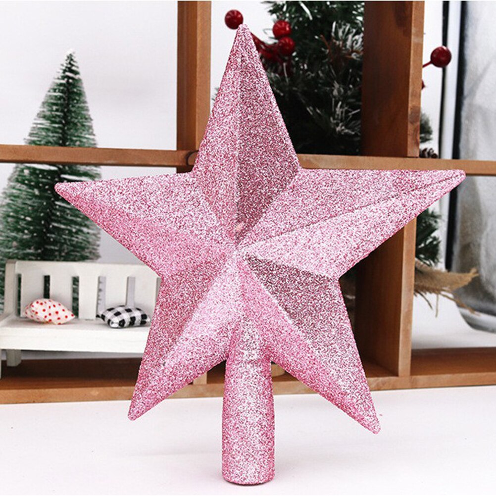 20cm stjärnigt julgranstopp glitter julgransdekoration för fest heminredning julgrans topp femkantig stjärna