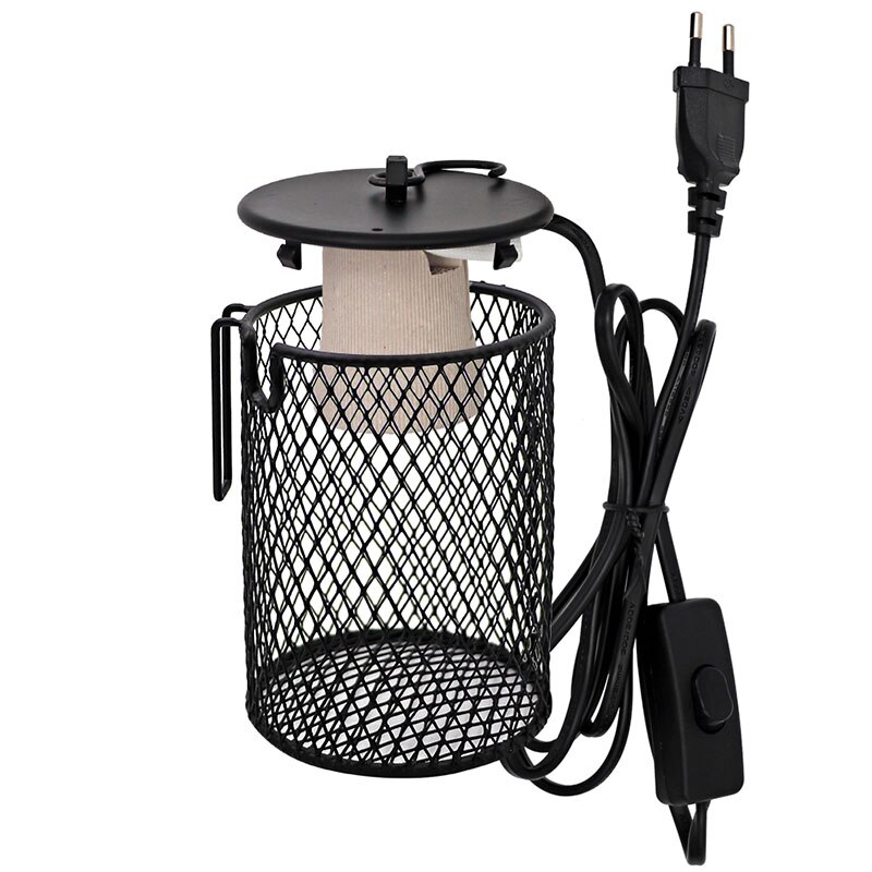 E27 kæledyr varmelampe til skildpadde slange firben infrarød keramisk emitter varme lys 50w/75w/100w krybdyr lampe reptil lys eu stik: Eu stikbur ingen lampe