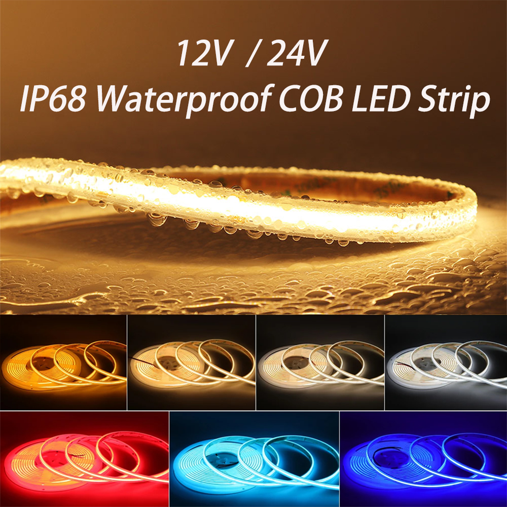 IP68 Wasserdichte COB Streifen Licht 12V 24V Outdoor LED Streifen 3000K 4000K 6000K Flexible Band LED Band Licht Für Home Garten Dekor