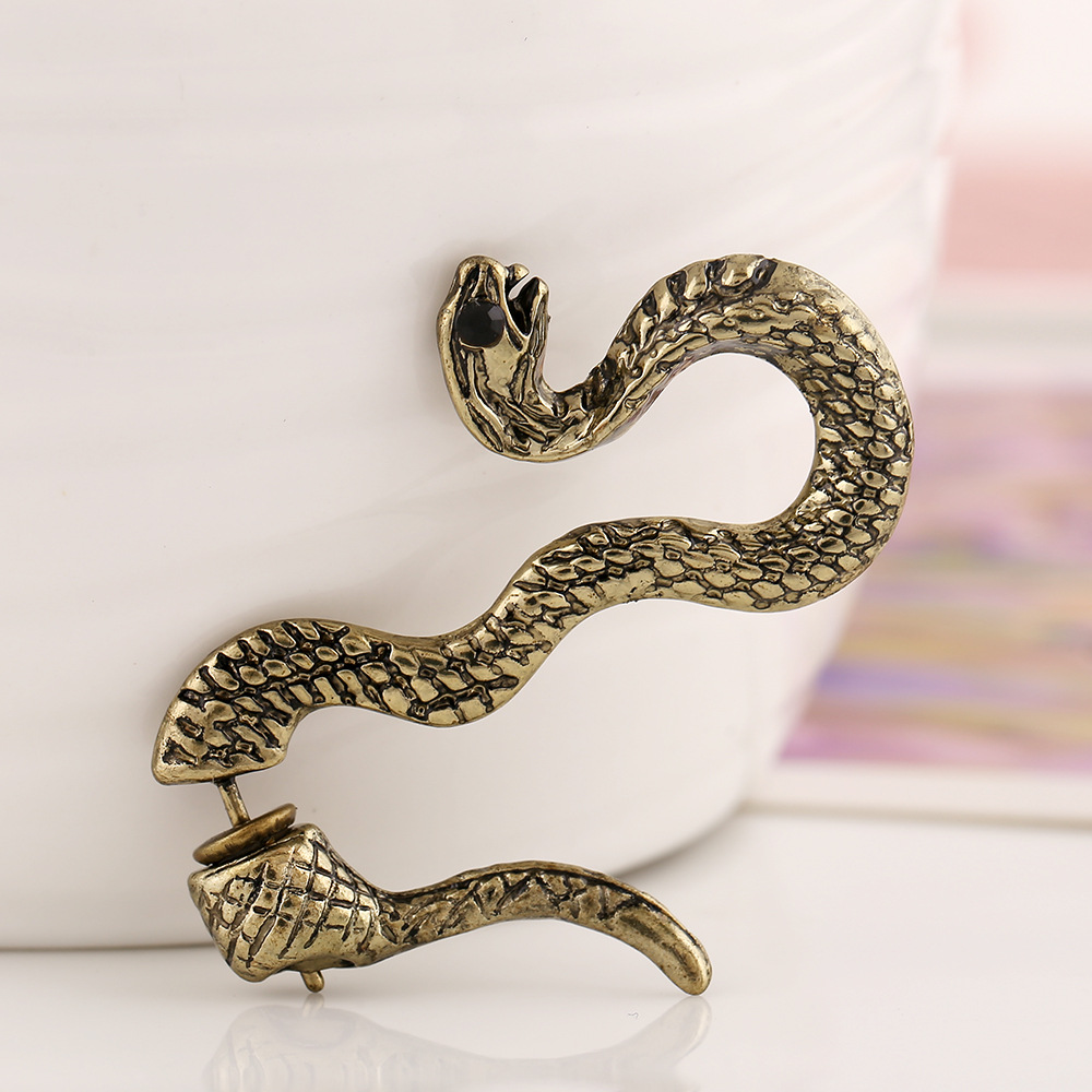 LUKENI2pz/quantità giacche dell'orecchino del polsino dell'orecchio lungo del serpente punk dei monili liberi di modo di trasporto 2017 per le donne e gli uomini EJ008