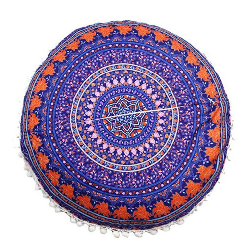 Chique ronde indiase mandala-patroon kussensloop bohemian kussens magische kleurrijke stijl kussensloop: Roze