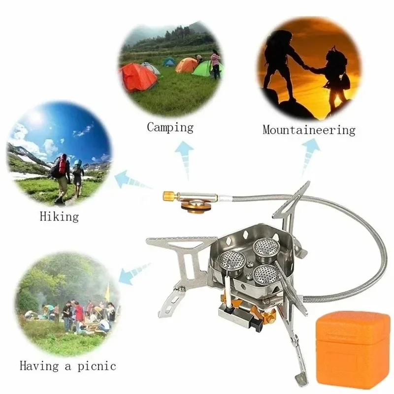 Tragbarer Camping Gasherd Mini draussen Wind dicht Teilt Herde faltbarer Brenner 5800w wandern Picknick Grill Koch geräte