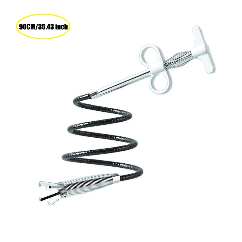 Pipe Unblocker Pipe Plunger Sinks Sewer Drain Toilet Washbasin Blockage Cleaning Sewer Blockage Dredging Sewer for Pipe Unclog: 90cm White