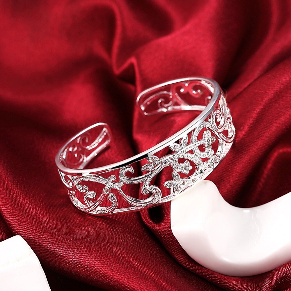 Pulsera de plata pura 925 para mujer, pulsera ajustable, pulsera de Zirconia, pulsera de mujer, joyería nupcial de boda