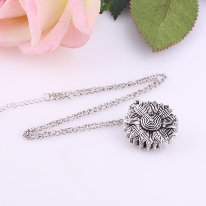 You Are My Sunshine Open Locket Sunflower Necklace Boho Jewelry Stainless Steel Friendship Bff Letter Necklace Collier