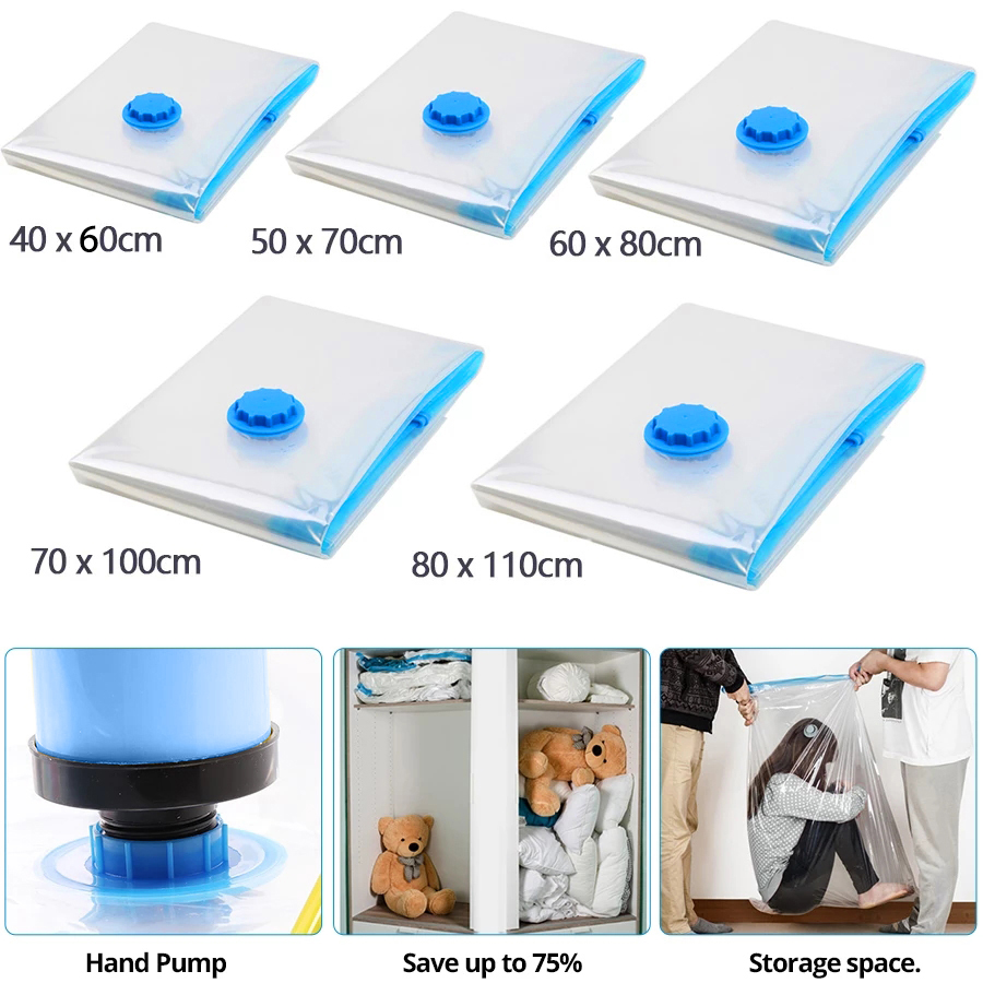 Vakuum Beutel für Kleidung Lagerung Tasche Mit Ventil transparent Grenze Falten Organizer Reisen Platzsparend Dichtung Paket
