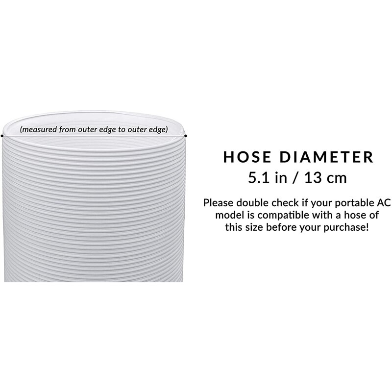 Air Conditioner Portable Exhaust Hose- 5 in Diameter Size - 59 in Long - Universal Flexible Counter Clockwise Tube